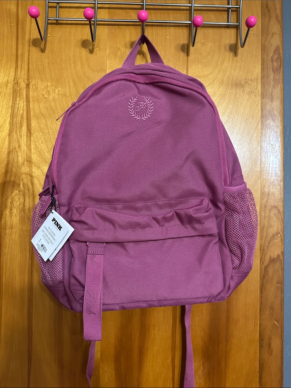 Classic Mauve Canvas Backpack with Embroidered Logo